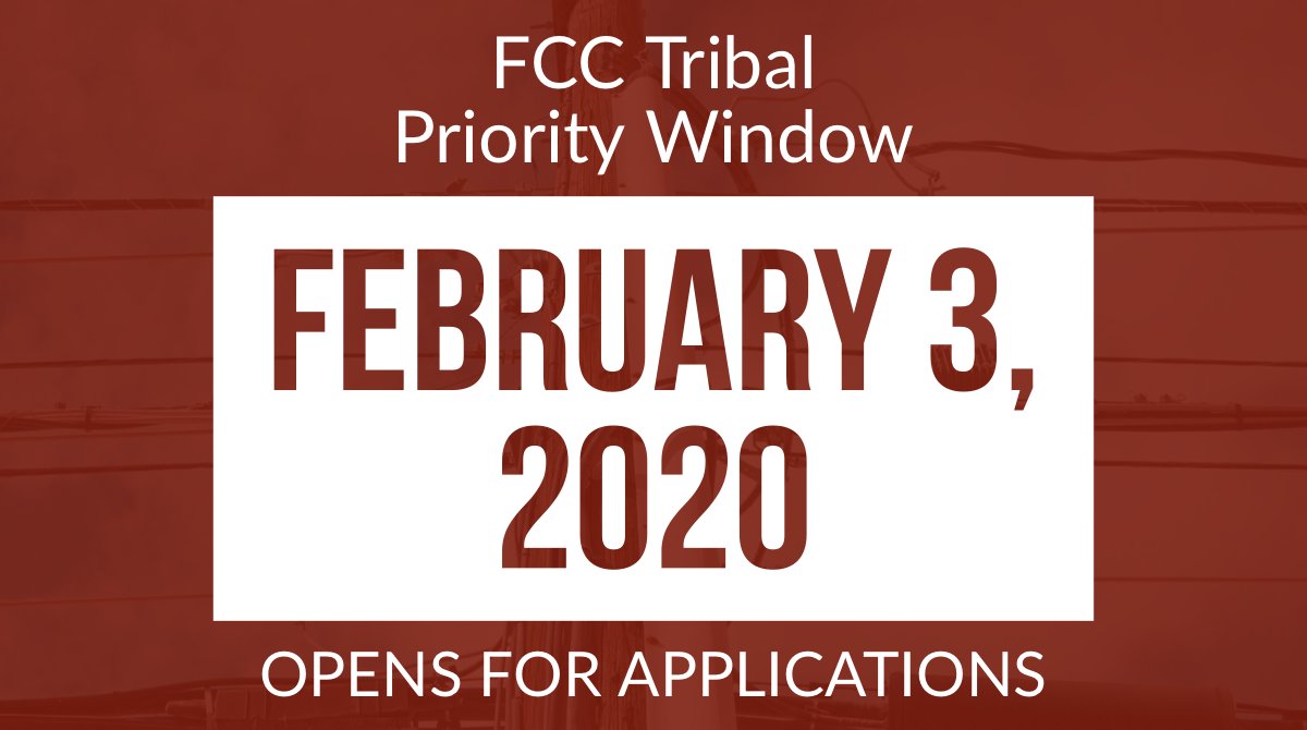MuralNetwork's tweet photo. *ANNOUNCEMENT* The 2.5 GHz FCC Tribal Priority Window opens February 3, 2020! This means more time for Native communities to apply to the @FCC to control their airwaves. Visit https://t.co/FLdS5lysMk to learn more!
#NativeTwitter #SpectrumSovereignty #YourLandYourAirwaives https://t.co/srVn41kHBl