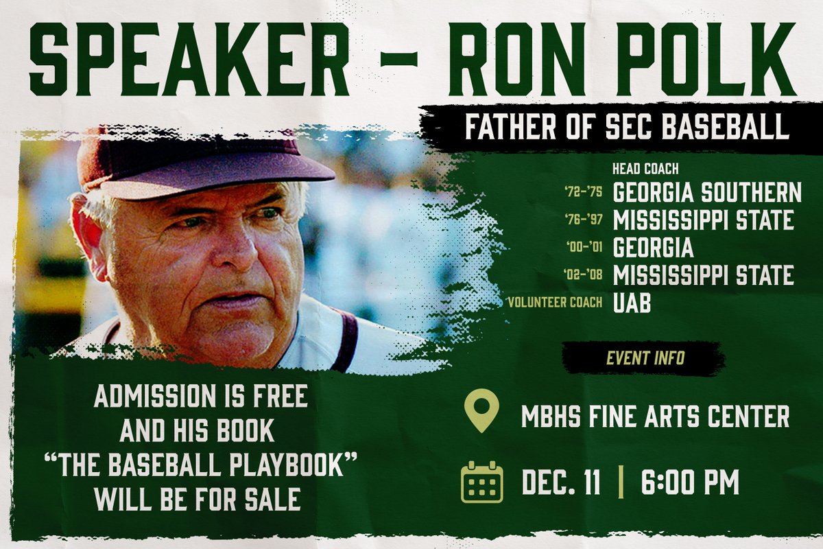 TONIGHT! 

Come out to MBHS Fine Arts Center to listen to the 🐐 of <a href="/SEC/">Southeastern Conference</a> Baseball!