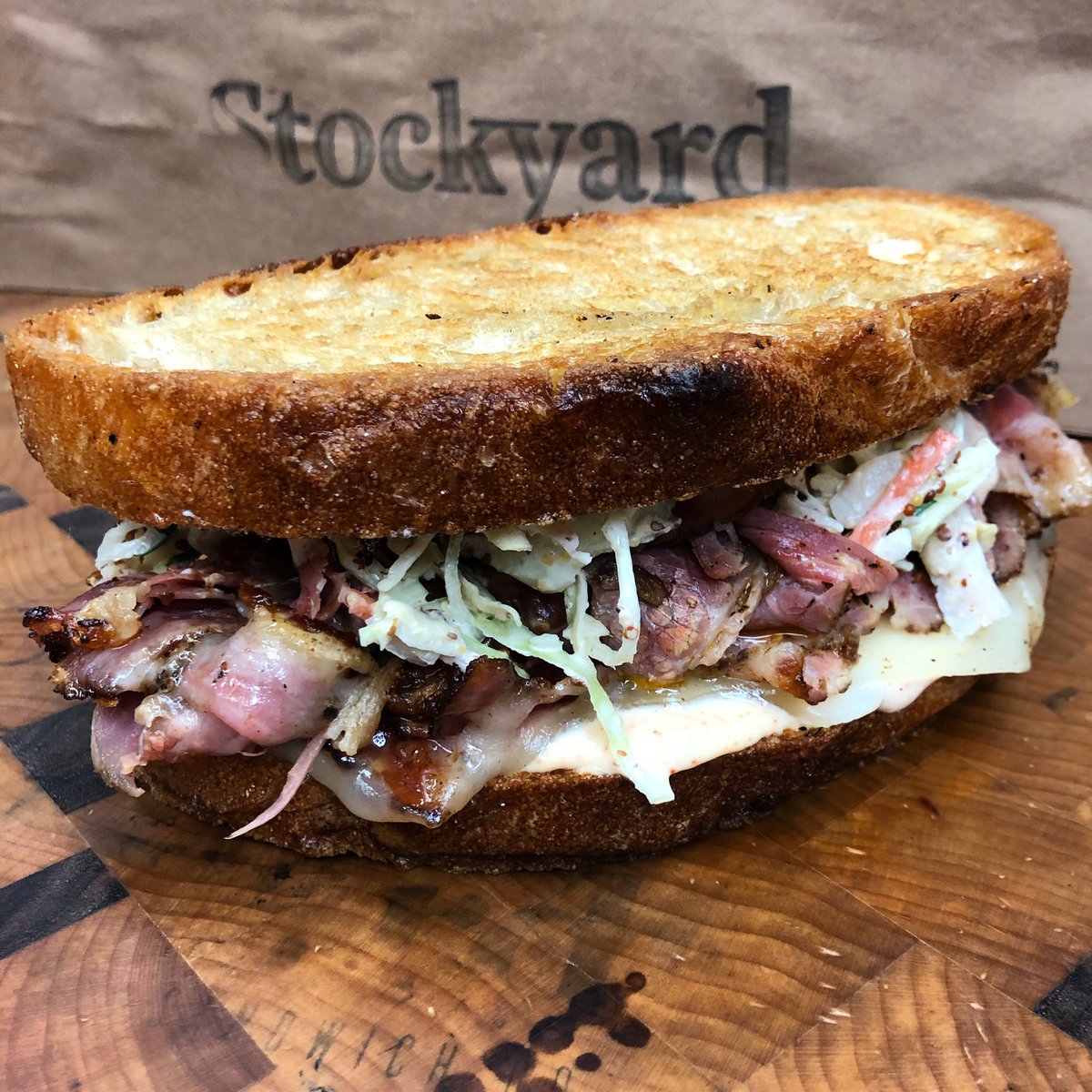 StockyardPhilly's tweet photo. SPECIAL!! Hot Pastrami- Coleslaw, Swiss, Stock Sauce, @phillybreadco Sour Dough #farmtotakeout #housemade https://t.co/SWMEiUE33p