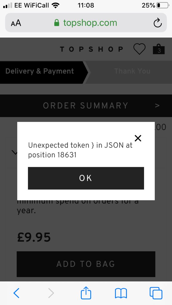 Anna_Lee's tweet photo. @TopshopHelp trying to put an order through and do collect from store but this message keeps popping up. Can you help?? https://t.co/q5VNWoern2