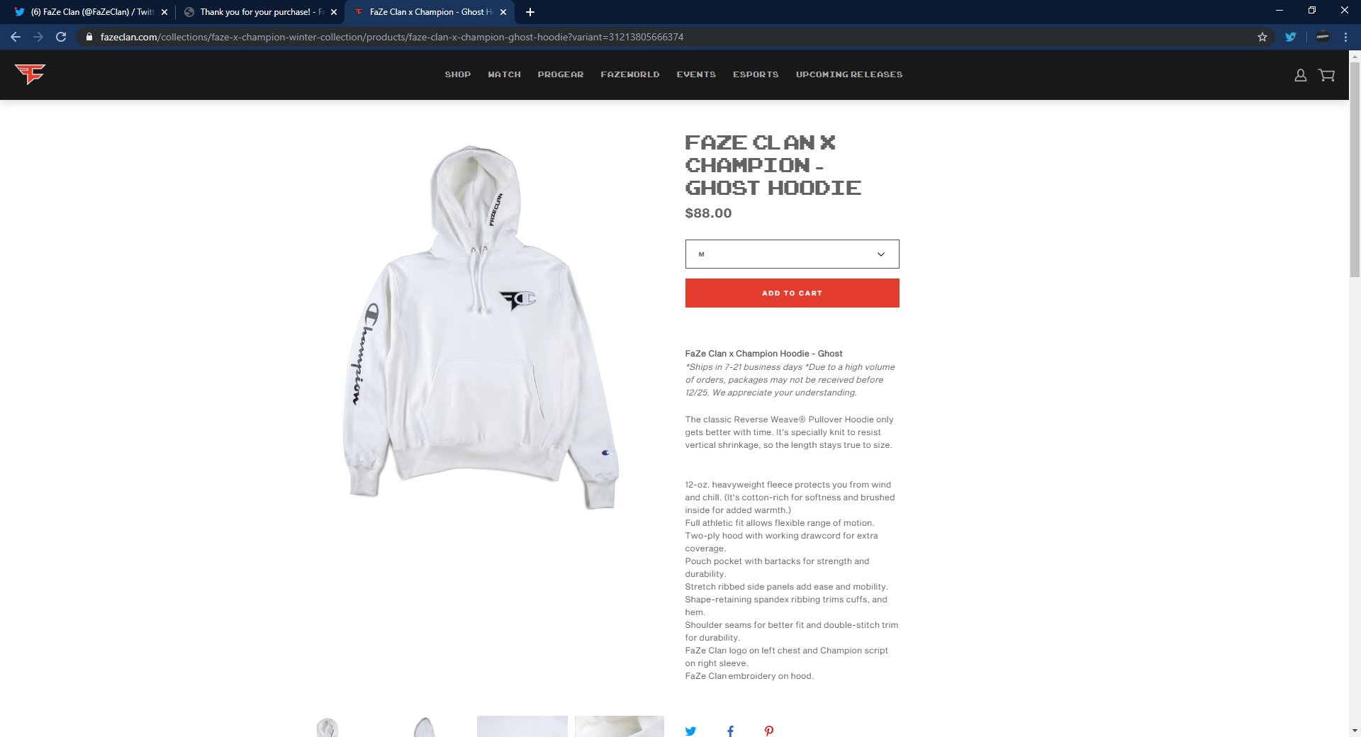 faze clan x champion ghost hoodie