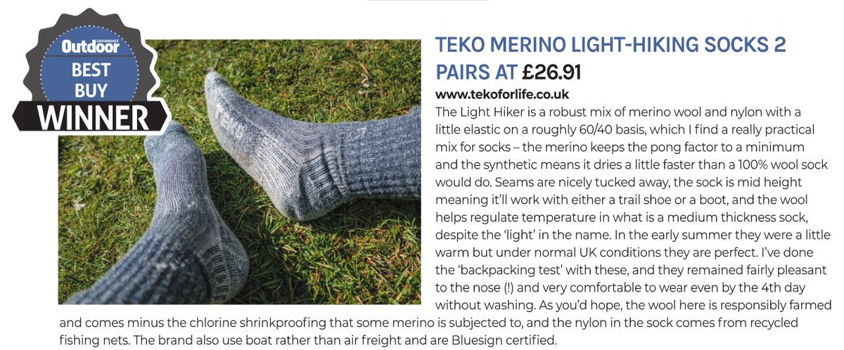 OEmagazine's tweet image. Gear Guide: Editor @davidjlintern awards Best Buy to @tekoforlife Merino Light-Hiking Socks in our men's technical underwear test: oe-mag.co.uk/imag/oewinter2… #gear #review #outdoorkit