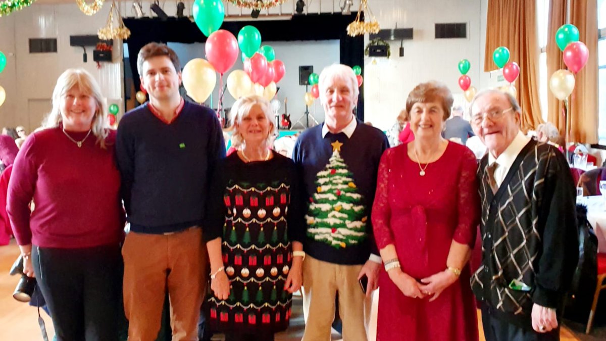 irishinbritain's tweet photo. The #Christmasjumpers out in force @HaringeyIrish Pensioners' dinner today 🎄🎅 
Irish in Britain's @RuairiCullen celebrated with chair Betty Doocey, Ruaidhri Dowling @IrelandEmbGB , General Manager Tony Brennan, Teresa Intavarant Advice &amp; Support Service manager &amp; @butler_lucia https://t.co/kusI7bWkvH