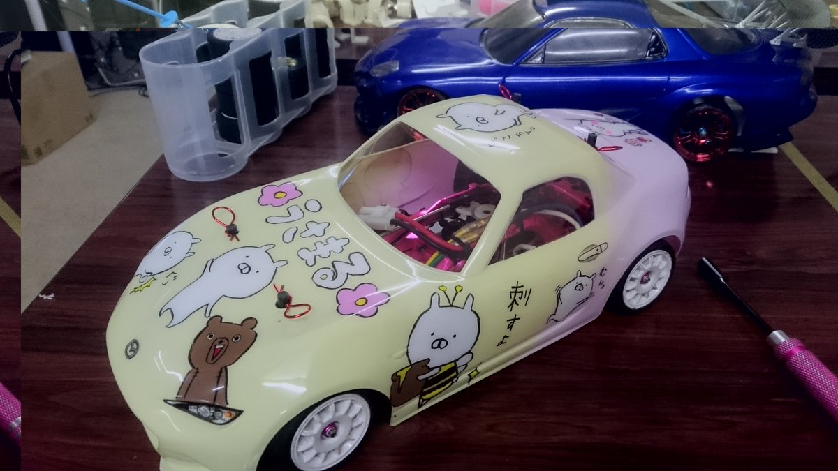 てんちょー Hobby Works なんか気がつけばtlがラジコン痛車ボディで溢れとる うちで作ったのも痛車に入る W うさまる ヒプノシスマイク Stella パピヨン Steins Gate 10th ヒプノシスマイク萬屋ヤマダ ラジコン 痛車 ヒプマイ うさまる