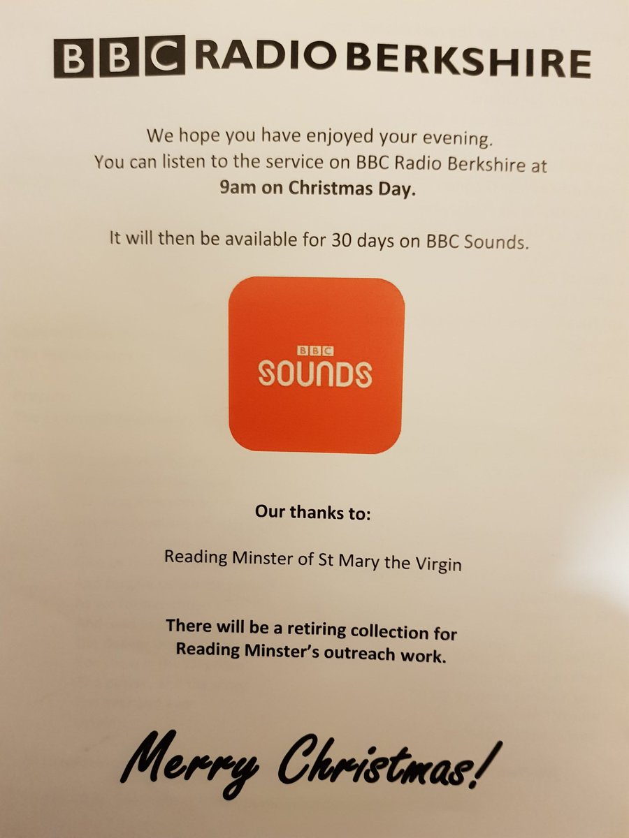 Last night we performed at Reading Minster for <a href="/BBCBerkshire/">BBC Berkshire</a>'s carol service. It will be aired on Christmas day at 9am!