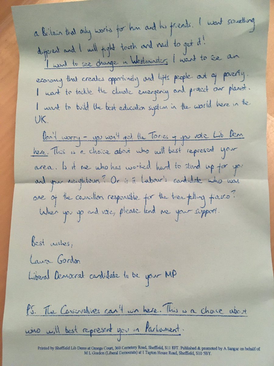 sam88thompson's tweet photo. Hi @LibDemLaura. Do you believe all of your constituents as simpletons? Fake hand written letters are pretty insulting. Just be honest. https://t.co/CkBWpxZKvq