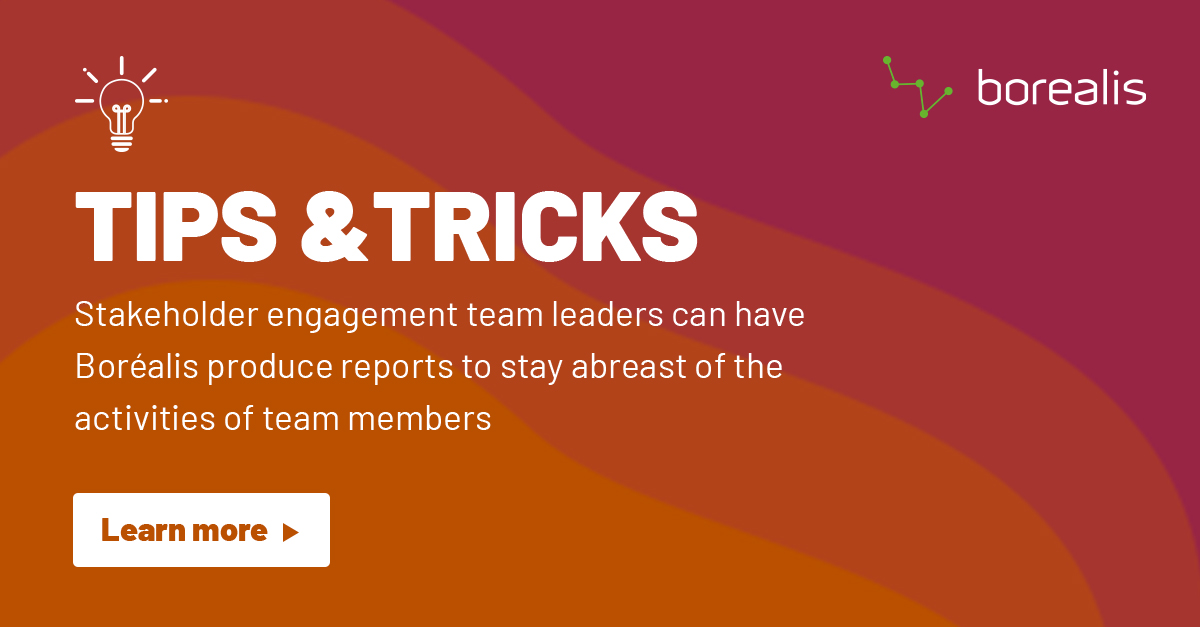 patrickgregoire's tweet photo. Would you like to learn more about the Boréalis activity report feature?
Contact the helpdesk

https://t.co/Zs8R3vQLIk

#StakeholderEngagement #stakeholderManagement #Business #manager https://t.co/HSsdLnjxAz