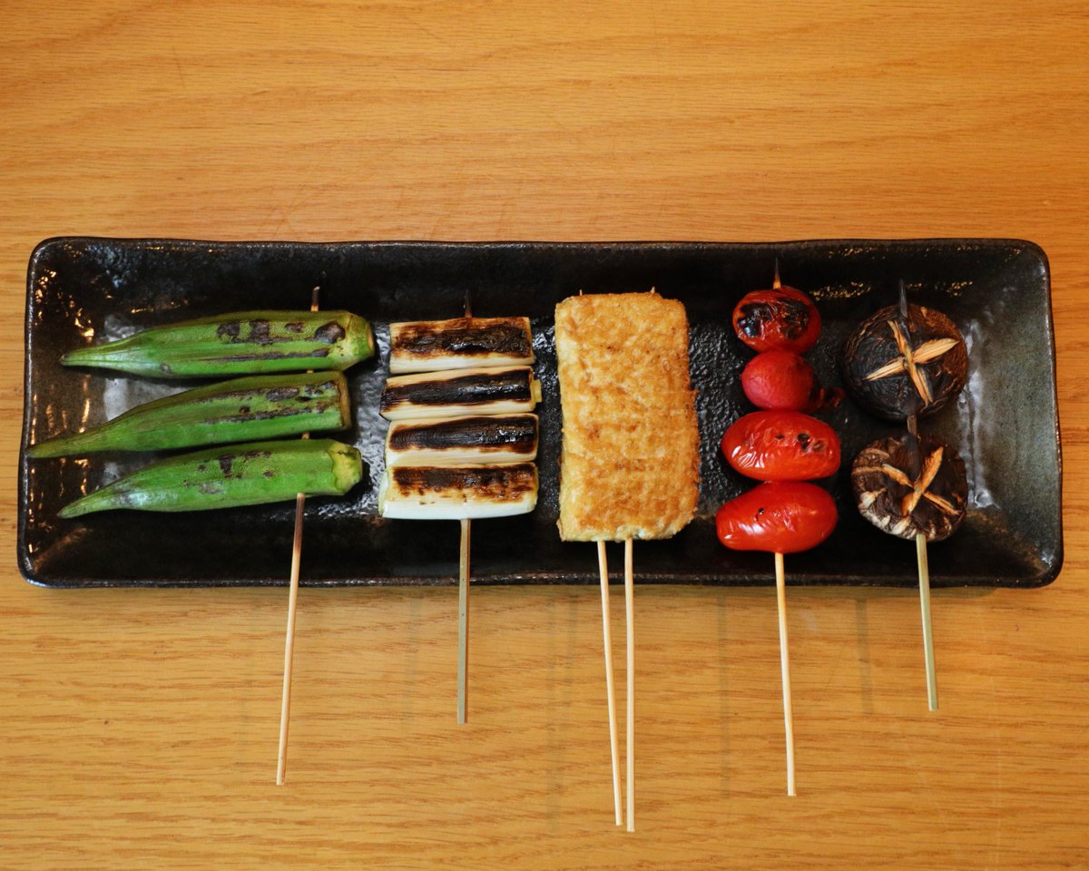KintoriYakitori's tweet photo. Our vegetarian skewers are the ultimate crowd-pleasers. 😎 Tag a veggie lover who you'd like to try them with! https://t.co/rPSCnbToZt