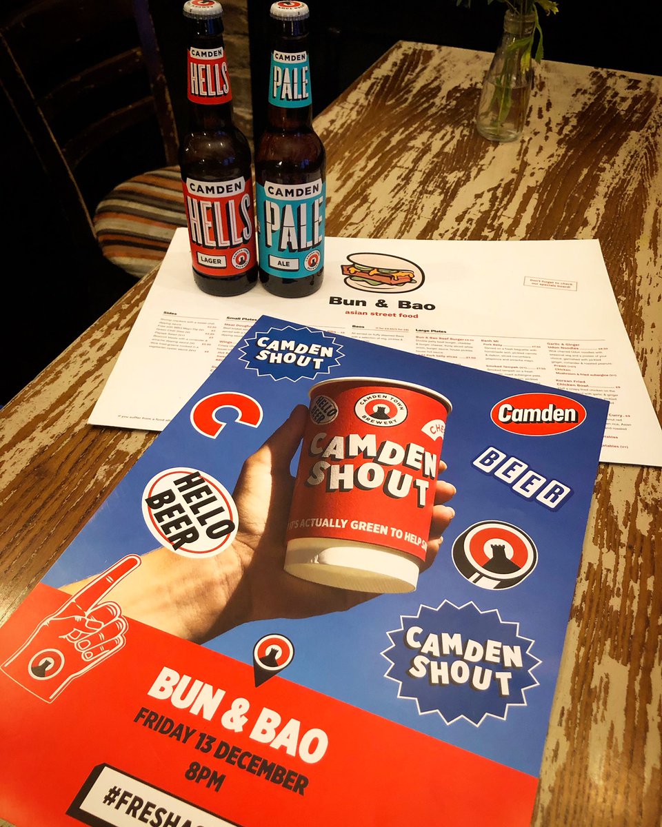 🍻 Fancy a few <a href="/CamdenBrewery/">Camden Town Brewery</a> drinks on us?? 
-
This Friday at Bun and Bao from 8pm we have the Camden shout where we will be giving you something back this Christmas... FREE BEER!!!!!
-
(While stocks last)
