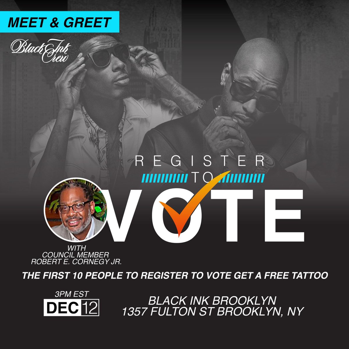 rc4bk's tweet image. Tomorrow I’m partnering with @ceaserblackink and #blackinkbrooklyn for a voter registration drive!  If you aren’t already registered to vote come on out, and if you are registered bring someone who isn’t! #RegisterToVote