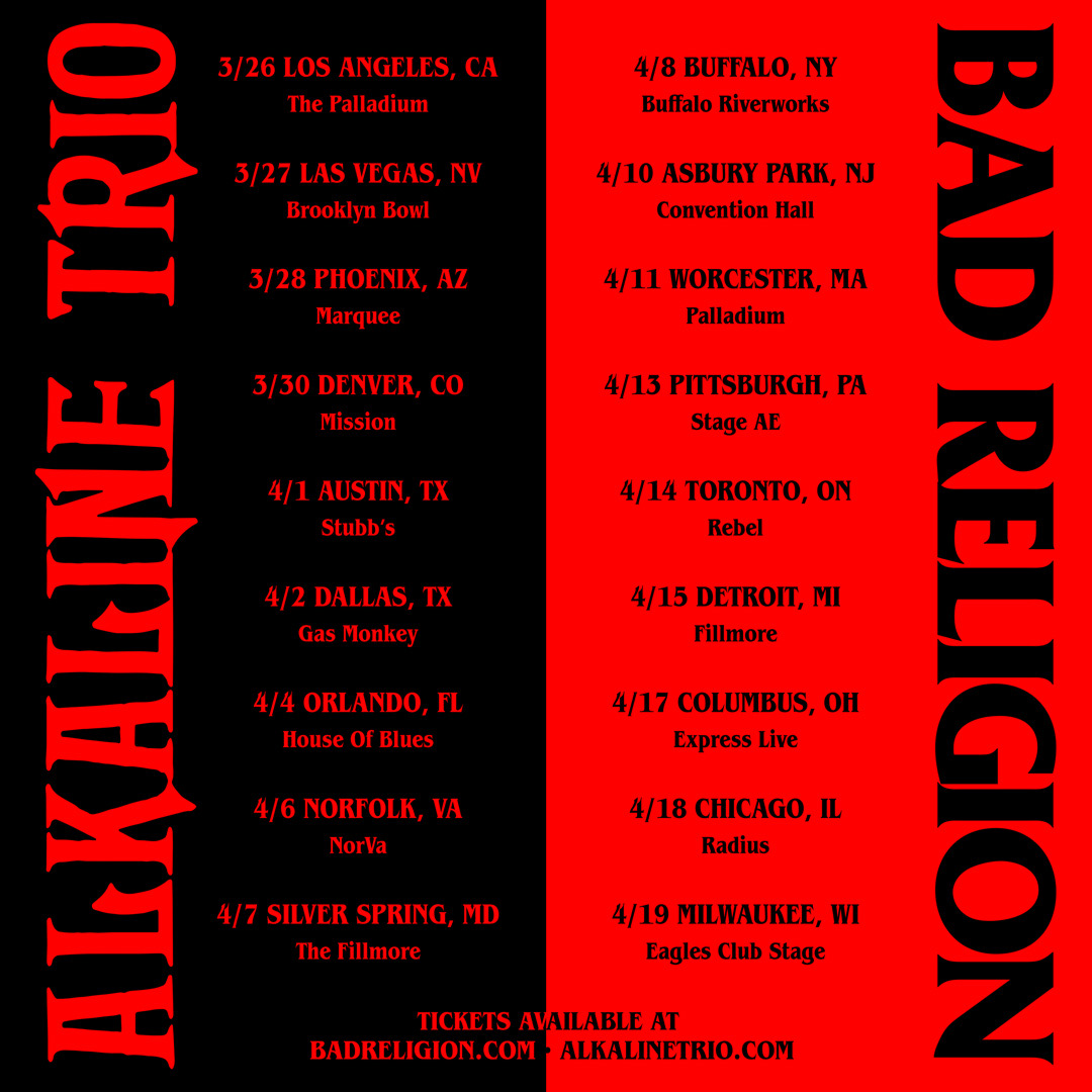 Alkaline_Trio's tweet photo. Dream come true tour!!!

Pre-sale tickets available now at https://t.co/8zYcOUABpC. https://t.co/FbZ9uaAUJ4