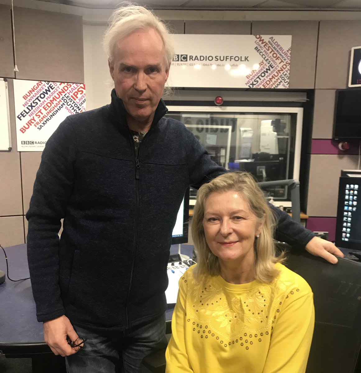 StephenFoz's tweet photo. Tonight at 21-00 on @BBCSuffolk hear @QuoExperience recorded live at my Secret Gig at @JohnPeelCentre a few weeks ago. Guitarist and singer #DaveCrawte (pictured below with Lyndsay Parfitt) guests on this Music : Made In Suffolk special as well. @BBCSounds https://t.co/k5W2CibGf7