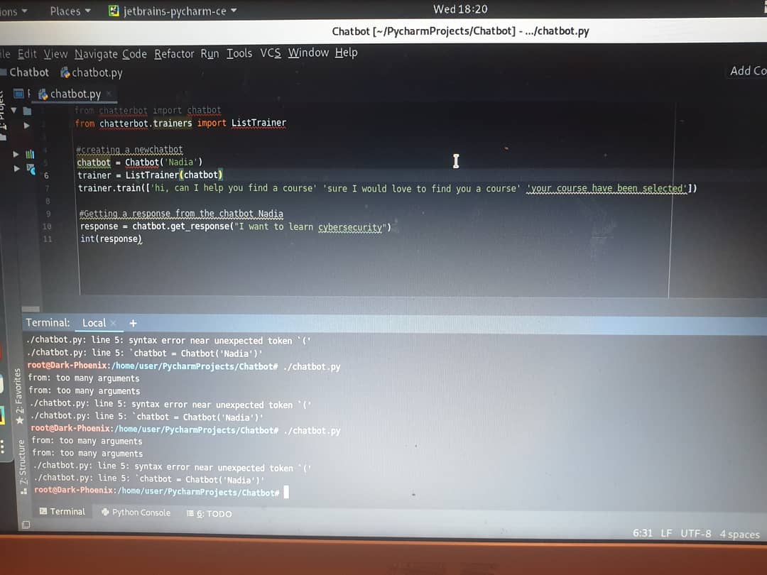 As part of my cybersecurity transitioning  i decided  to improve my #python super excited to be working on my second python project  which is building an interactive #chatbot

Let's see how it goes 🤞🏿

Stage 1 : writing the code and making it work 
#cybersecuirty #codingisfun