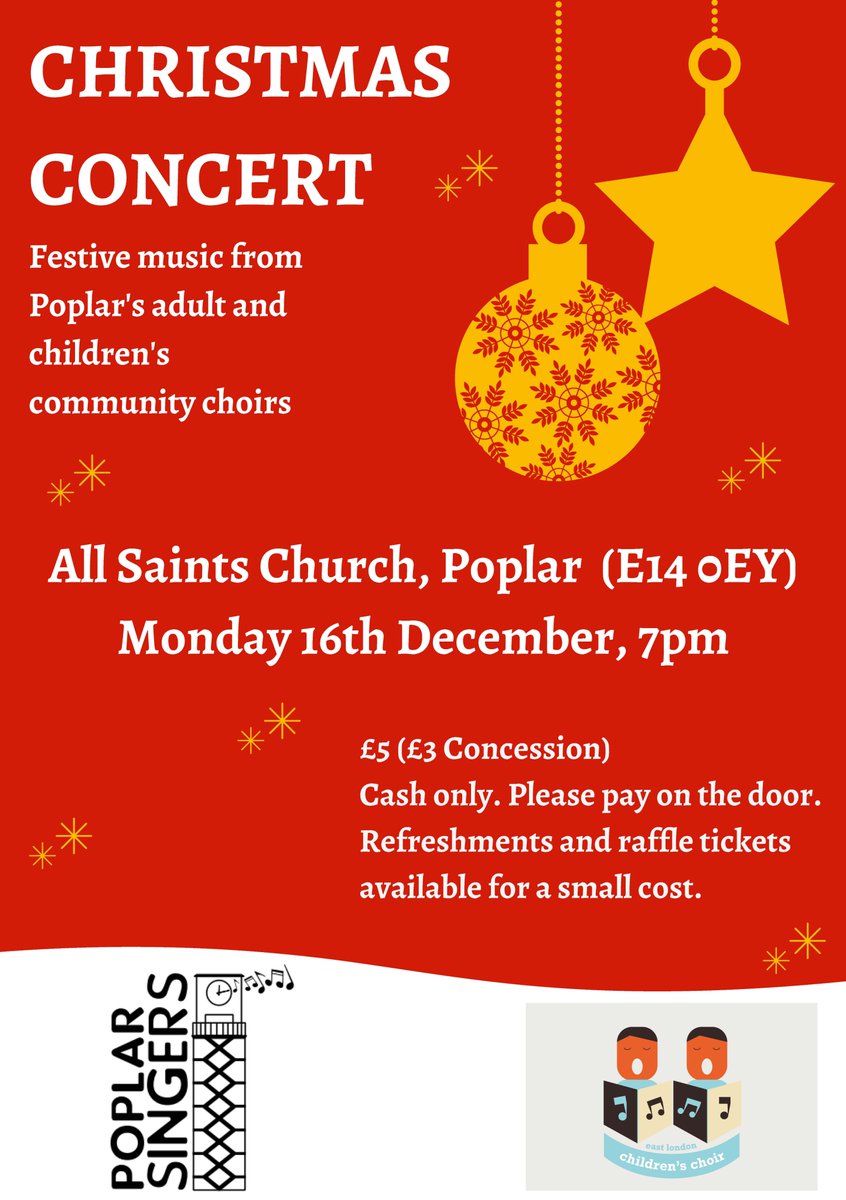 Poplar Singers (@poplarsingers) on Twitter photo Not long to go-ho-ho!๐น๐
๐ต
Join us & East London Children's Choir on Monday evening at All Saints Church, Poplar for carols, mince pies & wine!
<a href="/PoplarUnion/">Poplar Union | East London Arts Venue</a> <a href="/BrownfieldCabin/">Brownfields Cabin</a> @PoplarHARCA <a href="/SisterChristine/">๐พ๐๐๐๐๐ ๐ฎ๐๐๐๐๐๐๐๐</a> @CanaryWharfGrp <a href="/PopUpBooksLdn/">PopUpBooksLdn</a> <a href="/PopLimeHealth/">Pop&LimHealthNet</a> <a href="/PaulAugarde/">Paul Augarde</a> <a href="/singtowerham/">Sing Tower Hamlets</a> Not long to go-ho-ho!๐น๐
๐ต
Join us & East London Children's Choir on Monday evening at All Saints Church, Poplar for carols, mince pies & wine!
<a href="/PoplarUnion/">Poplar Union | East London Arts Venue</a> <a href="/BrownfieldCabin/">Brownfields Cabin</a> @PoplarHARCA <a href="/SisterChristine/">๐พ๐๐๐๐๐ ๐ฎ๐๐๐๐๐๐๐๐</a> @CanaryWharfGrp <a href="/PopUpBooksLdn/">PopUpBooksLdn</a> <a href="/PopLimeHealth/">Pop&LimHealthNet</a> <a href="/PaulAugarde/">Paul Augarde</a> <a href="/singtowerham/">Sing Tower Hamlets</a>