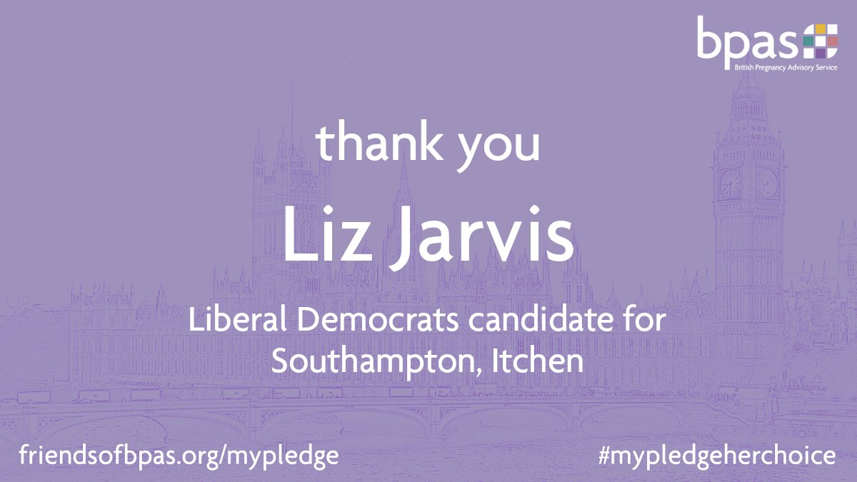 BPAS1968's tweet photo. Thank you @LizJarvisUK for pledging to stand up for women's reproductive rights if elected by the good people of Southampton Itchen!

We need our next MPs to extend and defend women's access to healthcare, from IVF to abortion. #MyPledgeHerChoice #GE2019 https://t.co/erQMbqnItU