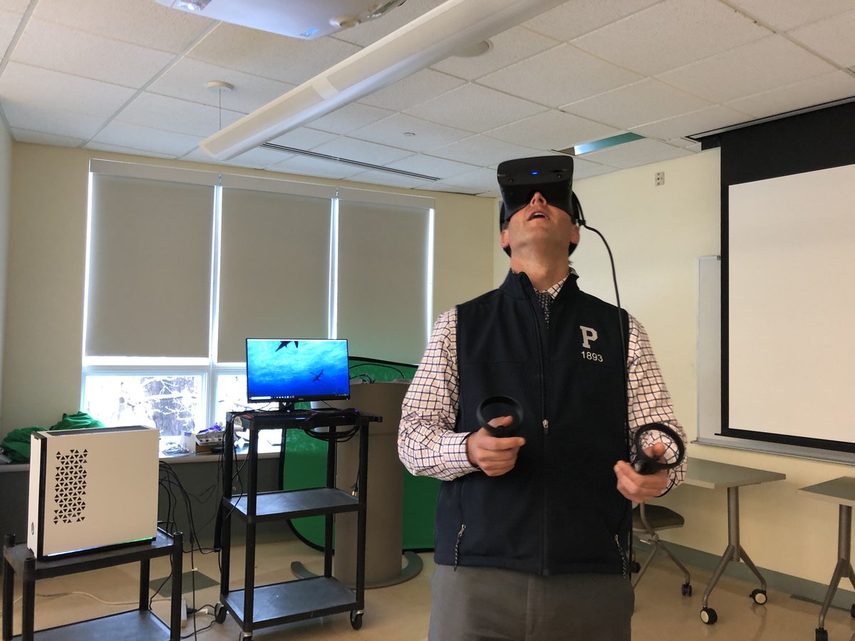 andydelinsky's tweet photo. Our tech department is always tinkering and thinking about new technologies to use with our faculty/students.  They're currently exploring the endless educational possibilities with Virtual Reality and they walked me through a tutorial this morning.  It was pretty cool! https://t.co/wSdLHrZ79Z