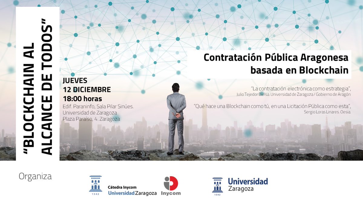 Inycom's tweet image. 📢¡¡ÚLTIMO DÍA!!
¡No te pierdas la proxima charla del ciclo #Blockchain al Alcance de Todos!

⛓Esta vez hablaremos de la contratación publica aragonesa basada en Blockchain.

¡Asistencia libre hasta completar aforo!

mtr.cool/yyoalnfqes