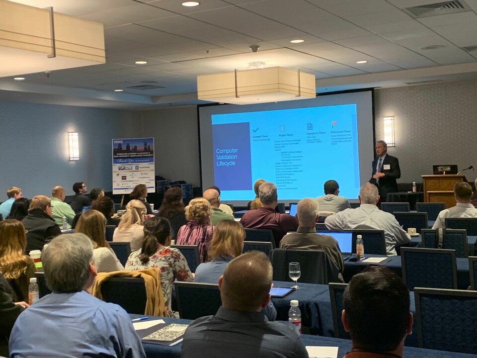 AzzurGroup's tweet image. Kevin Martin had a packed house yesterday morning for his session during the @KENX_Events CSV & Data Integrity Compliance Congress! 
Thank you to everyone who joined us to discuss the nuances of #RiskAssessment in #ComputerSystemsValidation. 🙏