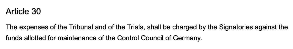 'Charter Of The International Military Tribunal''VI - Judgment And Sentence'Article 26. - 29.'VII - Expenses'Article 30.(To Be Continued.)