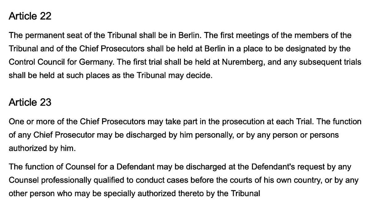 'Charter Of The International Military Tribunal''V - Powers Of The Tribunal And Conduct Of The Trial'Articles 17. - 23.