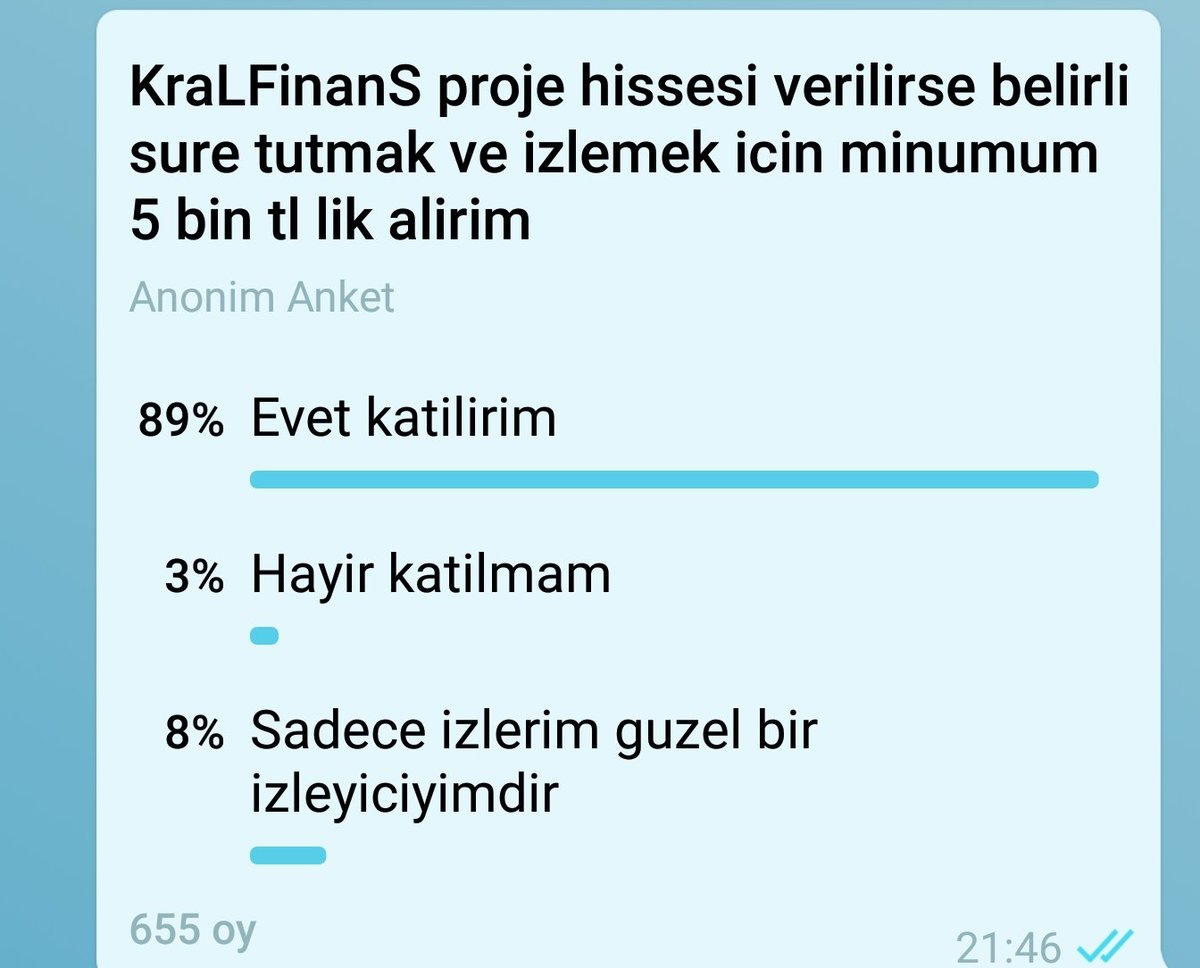 Bize duyulan guven icin tesekkurler #KraLtelegram grubu