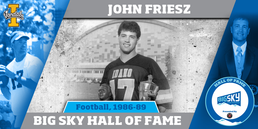BigSkyConf's tweet photo. Congrats to @Idaho_Vandals John Friesz on his induction into the #BigSkyConf Hall of Fame Presented by @jimmyjohns the Big Sky's first-ever Walter Payton Award Winner #BigSkyFB https://t.co/0h8fATNw67