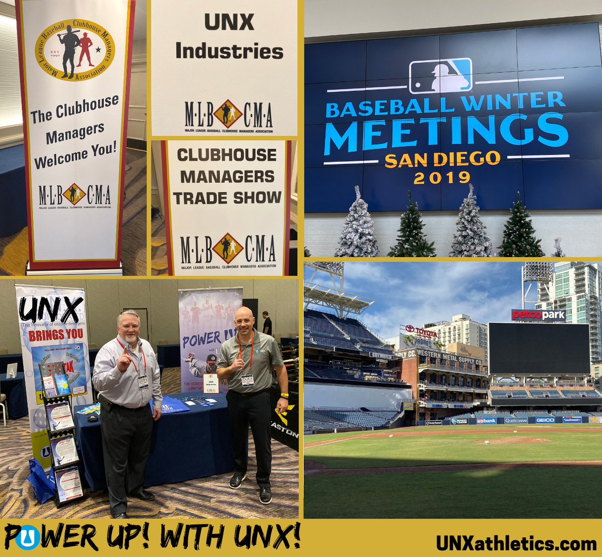 UNXinc's tweet photo. We're excited to be at the 2019 #MLBWinterMeetings in #SanDiego! Looking forward to a great trade show! #UNXathletics #PowerUp #ThisIsUNX #UNXclean #SpecTak #SpecTakClean #ClayOut #OneTeamOneDream https://t.co/Qr7dg68Fui