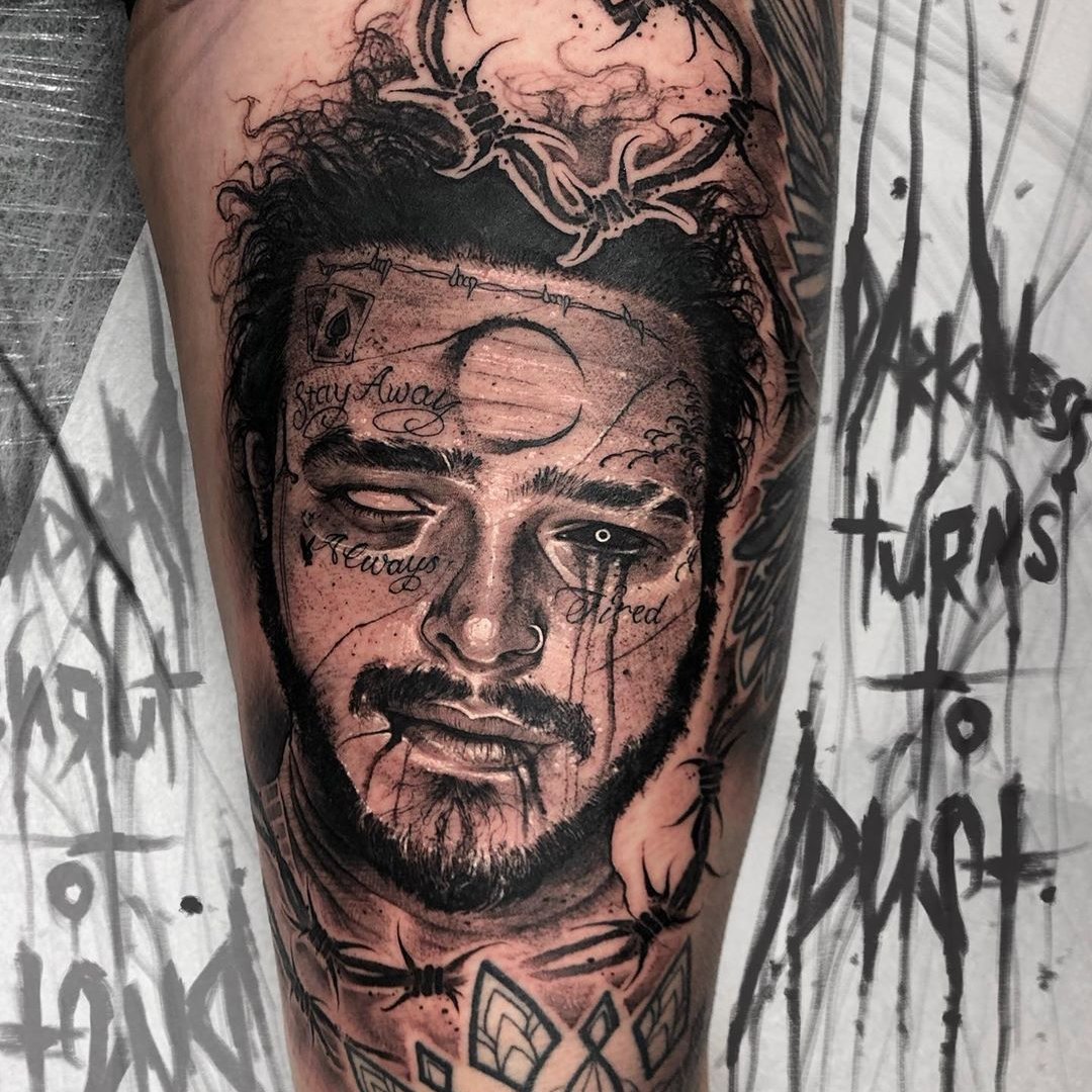 This dope @PostMalone tattoo by Anrijs Straume, “got them saying wow”!