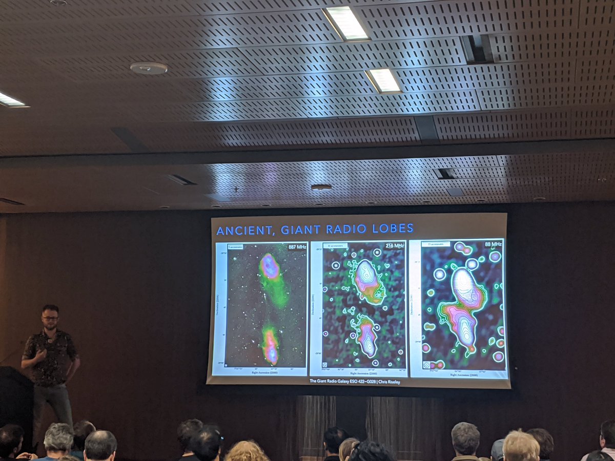 drannadana's tweet photo. Chris Riseley digging into extragalactic archeology - giant radio galaxy witnessed to restart #SALF2019 #SALFVI https://t.co/ll17weqC1G