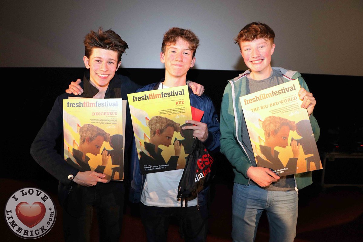 This weeks #freshswaybackwednesday looks at last year’s top 3 winners! Pictured: Third place finalist Milosh Hughes from Malahide, Dublin, first place winner Sean Treacy from Wicklow, second place finalist Cal Arnold O’Driscoll from Dublin 7 at the Senior Fresh Film Festival 2019