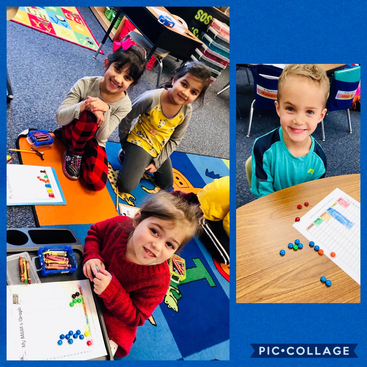 CherryErtsos's tweet photo. Yummy math!! 😋 We each made a bar graph to show how many M & M’s in our bags. #Kindergarten #EatYourMath https://t.co/NHEAZ2ekVQ