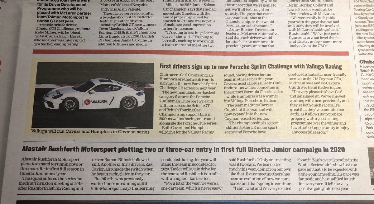 A_R_M_Sport's tweet image. Little piece in this weeks @MNmotorsport as we look ahead to 2020 in @GinettaCars #GinettaJuniors