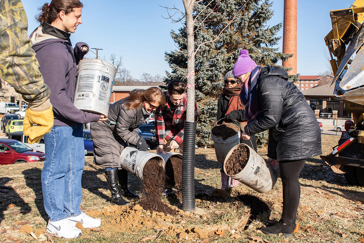 lorascollege's tweet photo. The Loras College Honors Program group, Saving Our Ashes, planted 7 trees yesterday on campus to help replace the ash trees that were cut down due to the emerald ash borer. 

#Loras https://t.co/NBkdbYfuJW