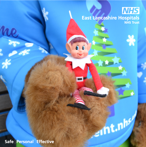 ELHT_NHS's tweet photo. Our #Elmoreπ» from @ELHTandMe took #Elbert the Elf on a tour of Royal Blackburn Teaching Hospital today! They loved wishing passers-by a very Merry Christmas and spreading festive cheer π #ElfsHealth #NHS #ELHT https://t.co/ApFrRbG7rk