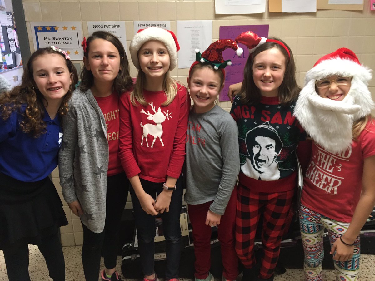 MsSwanton5th's tweet photo. 5th Grade’s 10 Days of Cheer- Day 3- Holiday Spirit🌲 🎅 ⭐️ https://t.co/4CDaVXhxsu