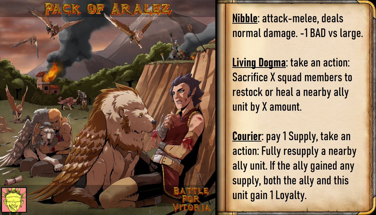 PunkThisStudios's tweet photo. Pack of #Aralez ensures front-line units are well supplied. This #loyal #companion will #sacrifice themselves to revitalize fallen allies.
Art by @evangauntt
https://t.co/q8jay0o1T7 - A #competitive #tabletop game
#strategygames #wargaming #gamedev #boardgames #bestfriend https://t.co/tMKRNjV9JW