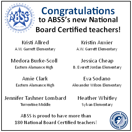Congratulations to ABSS's new National Board Certified Teachers! @ABSSWeb #NBCTstrong