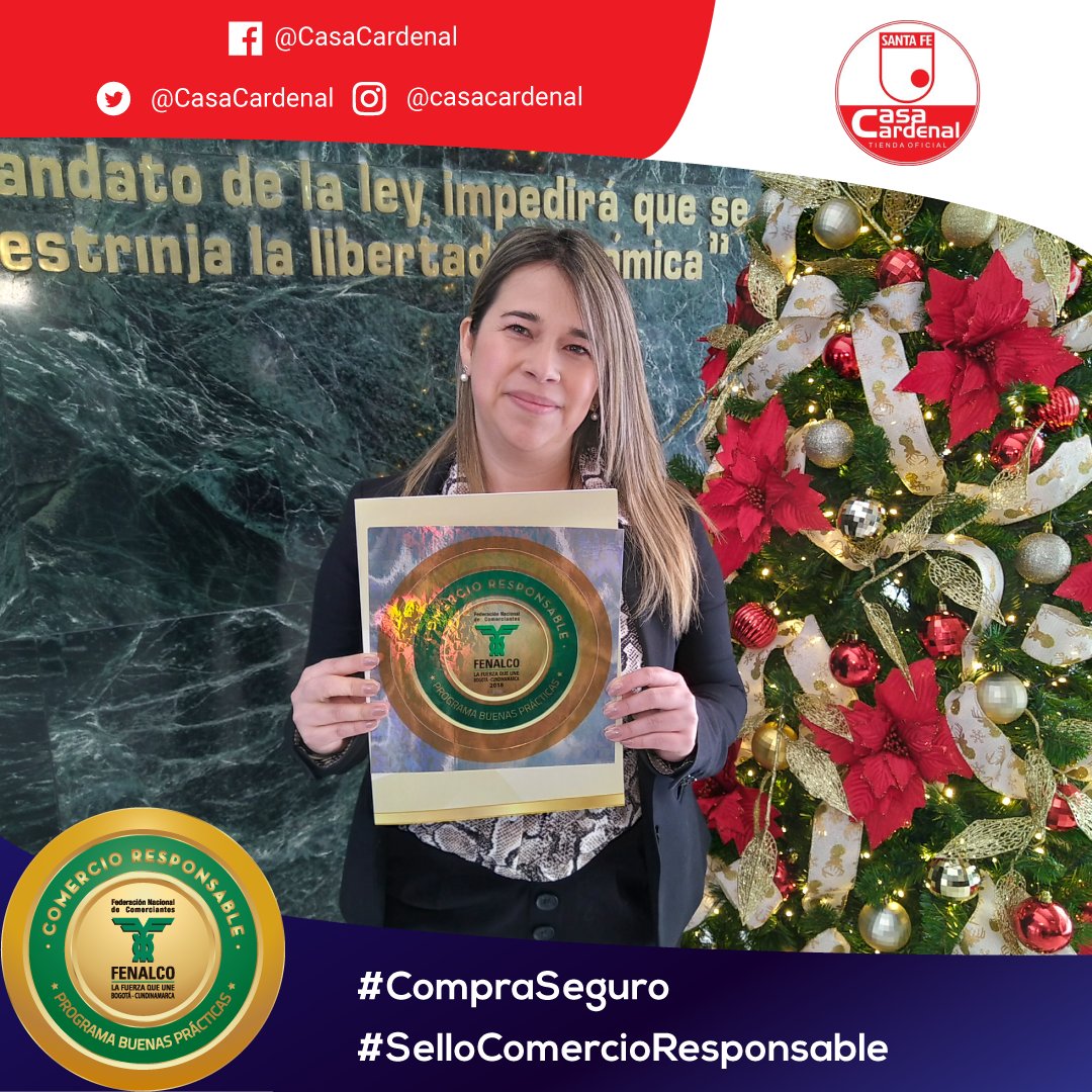 FenalcoBogota's tweet photo. Para los más aficionados al #fútbol e hinchas de @SantaFe les decimos que @CasaCardenal ya cuenta con el #SelloComercioResponsable que entrega @FenalcoBogota y que distingue a los establecimientos que son #reponsables con el estado, con sus clientes, y con el medio ambiente. https://t.co/3e9kP3QXz8