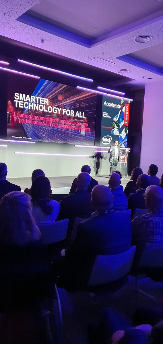 PhilipOldham's tweet photo. EMEA and LATAM President Luca Rossi tells a full house of @LenovoES @lenovoportugal partners and customers at #lenovoaccelerate19 about Lenovo's future and ambition #smartertechnologyforall #wearelenovo  #madrid https://t.co/sBUDXqfvmS