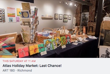 Mark your calendar. This Saturday, December 14 from 11a.m. to 3p.m., our Young Professional Board is hosting a special day of shopping. The Atlas Holiday Market is going out with a bang. Visit facebook.com/events/2453297… for more information.