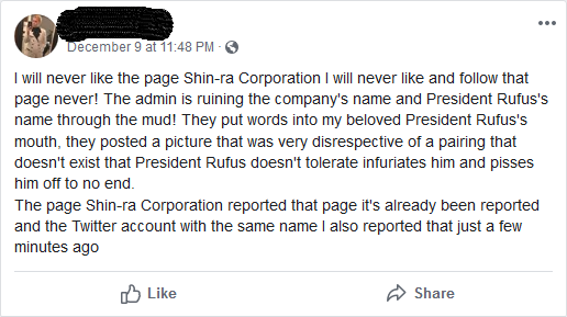 TheNewShinra's tweet image. @TwitterSupport #reportingabuse #harassment #unfair #uncalledfor

I am posting this because this person as bragged about reporting one Twitter account into deletion and seems hellbent on seeing my Facebook and Twitter profiles deleted.  I DO NOT KNOW THIS PERSON!