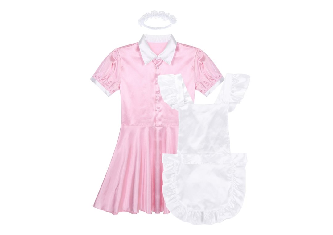 house_chastity's tweet photo. The pretty pink version of our satin maids uniform! Soft sheer pink satin with white trim. An ideal first maids uniform which comes in a choice of 2 sizes. Worldwide shipping available.

https://t.co/SiFBY8CSsu

#maidsuniform #sissy #sissymaid https://t.co/RdtrIHfM81