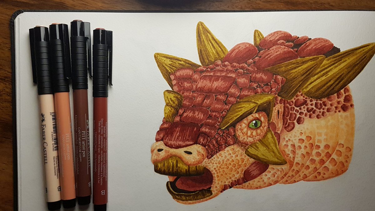 Bonpland's tweet photo. Portrait of lower Cretaceous ankylosaur Gastonia. 
#paleoart #dinosaurs #Dinocember https://t.co/ThPJTy8TvS