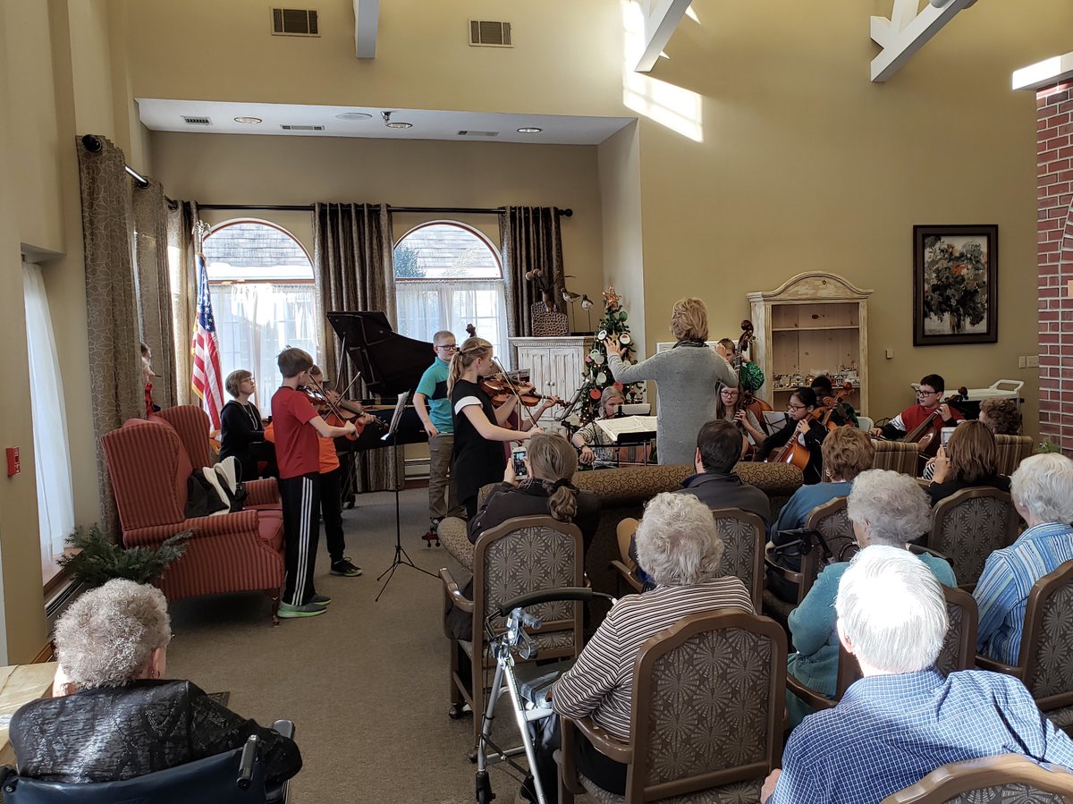 mocfvcsd's tweet photo. A group of elementary orchestra students played a few pieces at both Hospers Elementary and Landsmeer Ridge retirement center. Thanks for sharing your talents! #mocfv https://t.co/RBqHwjQQ7D