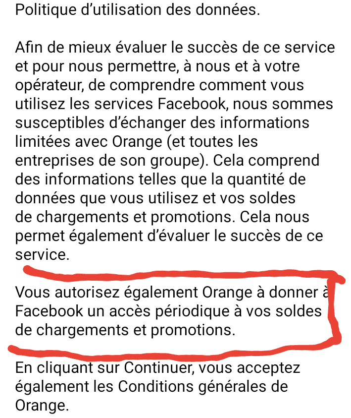 EmmanuelDiokh's tweet photo. #NetNeutrality en souffrance avec @orange_sn partage d'info de consommation. Achetez votre connexion n'acceptez pas cette offre bidon de @orange_sn dont l'objectif en réalité est de partager avec @FacebookFR nos informations de consommation. #kebetu #Samayeuf #Juristicom https://t.co/trJ8vv4HPT