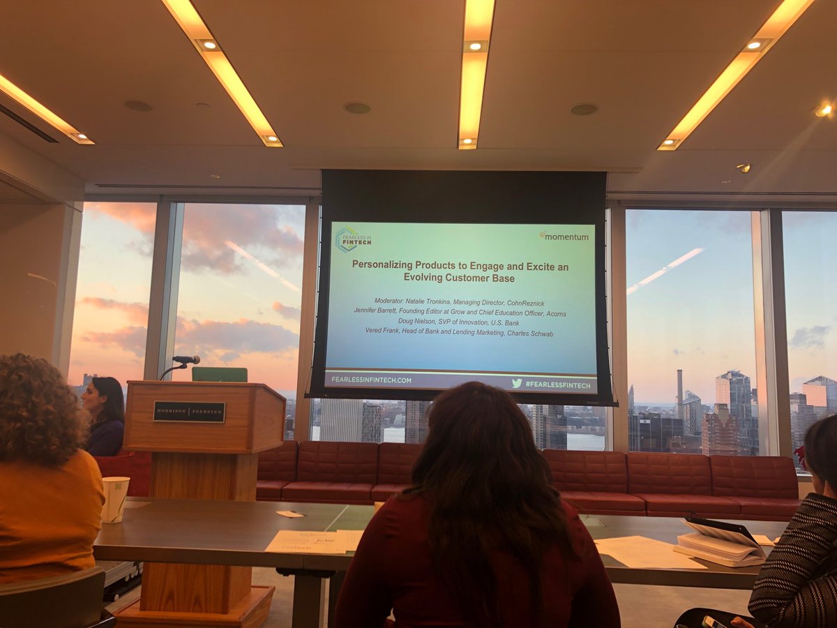 AssadiGit's tweet photo. .@GlobalChamNYC #fearlessinfintech disruptor @acorns and @usbank @schwab discuss approaches to engaging an evolving customer base https://t.co/Th50wJj4cc