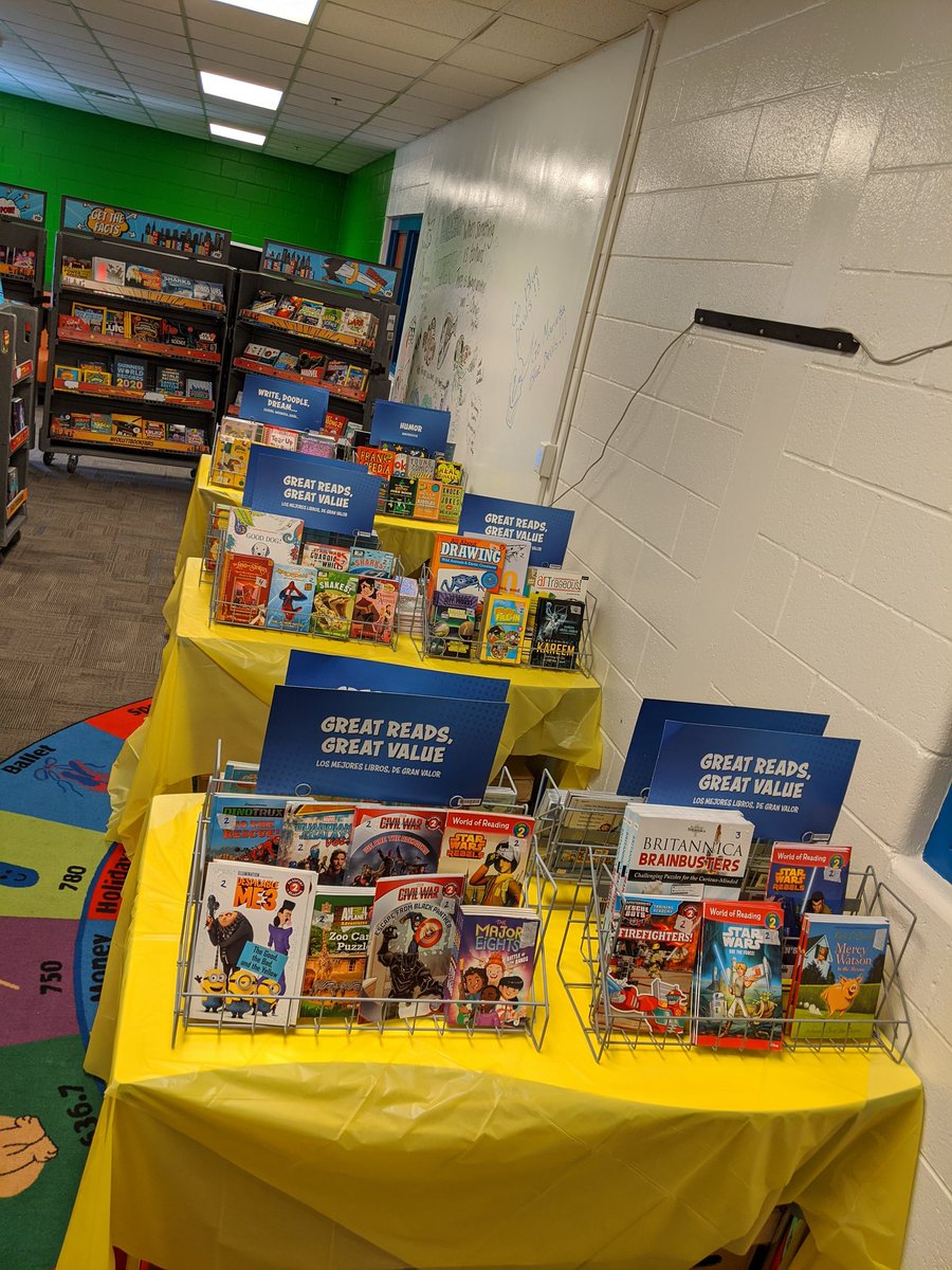 DLMediaCenter's tweet photo. Tomorrow @DunleithES in the @DLMediaCenter students will come with their teachers for sneak peeks at our first ever Follett book fair. Open for business tomorrow night 6pm-7:30pm and then Friday, Dec. 13th to Thursday Dec. 19th from 7:30am-8:00am and 8:45am-3:30pm. https://t.co/I5NSdlTjYU