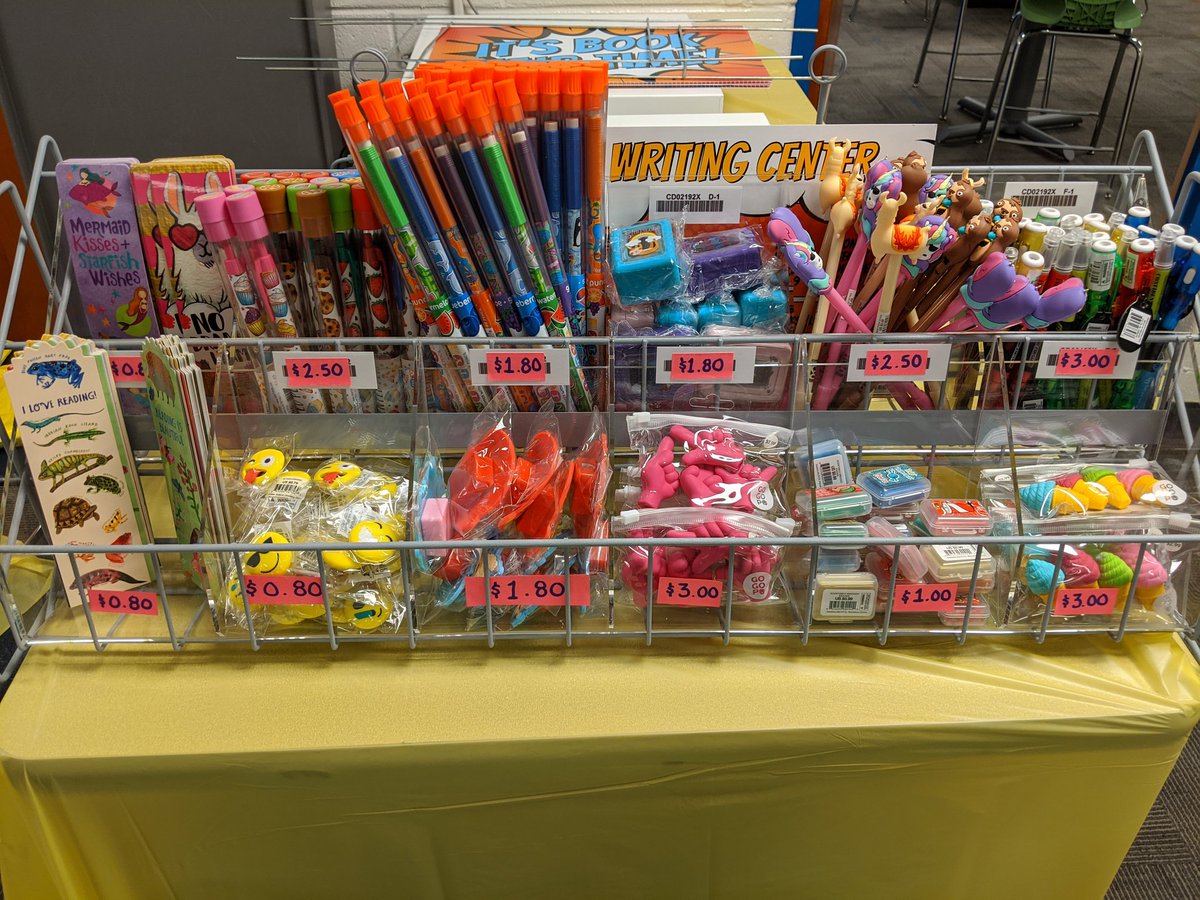 DLMediaCenter's tweet photo. For those who like the fluff items and journals, here is a sneak peek at the prices. Only @DLMediaCenter @DunleithES https://t.co/pSSz3pxEbc