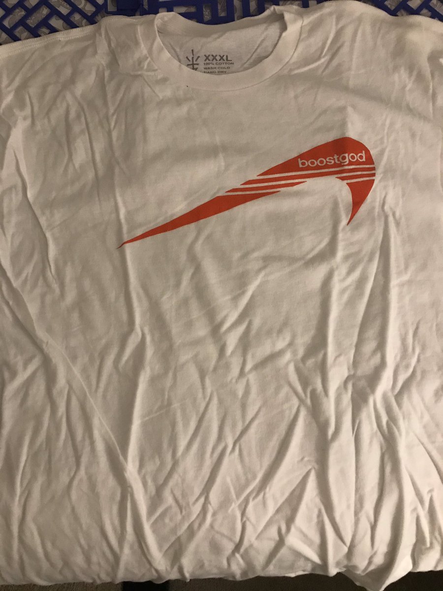 DUKEITUP's tweet photo. @boostgodbst  3xl shirts for sale. All are new. The AI runs small. The boost god swoosh I have in two colors. https://t.co/T4RjPuP3aI