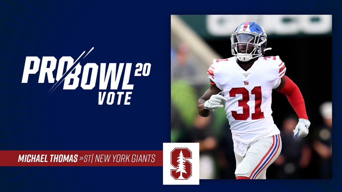 #ProBowl votes count x2️⃣ today! RT to cast your #ProBowlVote and help send @Giants' @Michael31Thomas to his second straight Pro Bowl❗️ #StanfordNFL